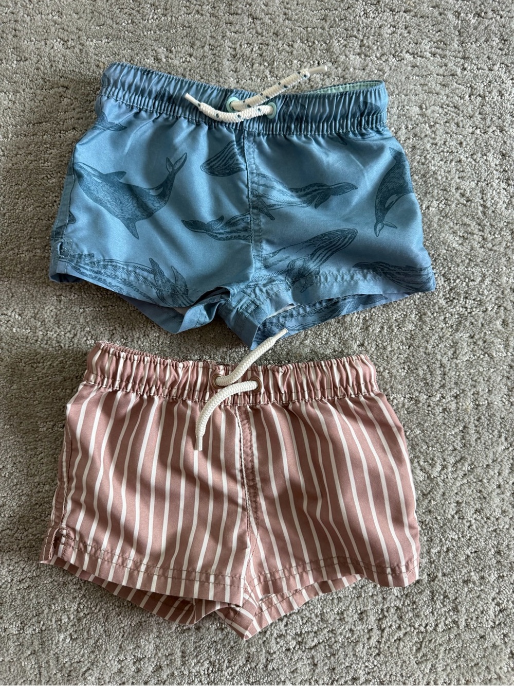 Carter's Blue Whale Print & Stripe Swim Shorts - Pack of 2